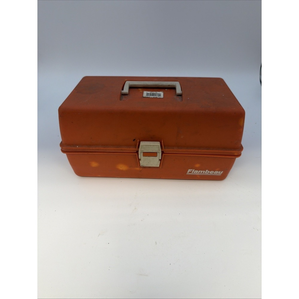 Flambeau Tackle Box PA-102 Orange Two Shelf Fishing USA Vtg